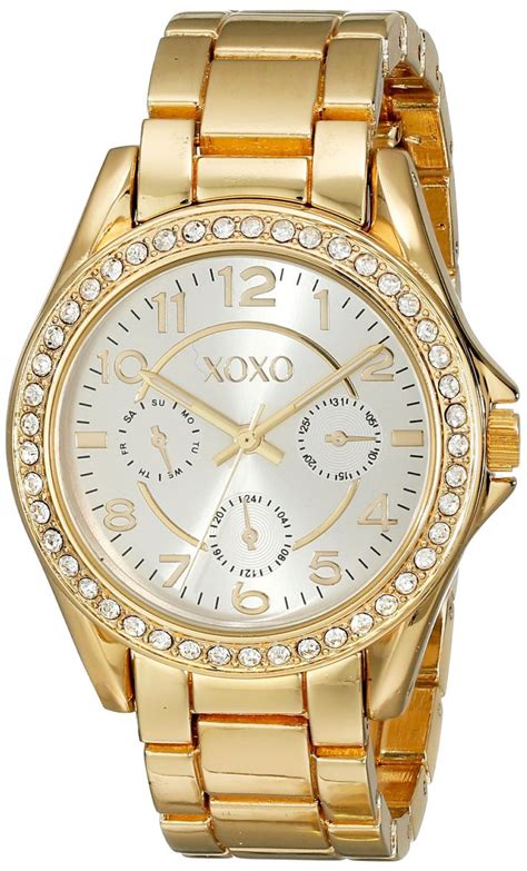 Xoxo Women S Xo178 Rhinestone Accented Gold Tone Watch Xoxo Watches Women Fashion Watches