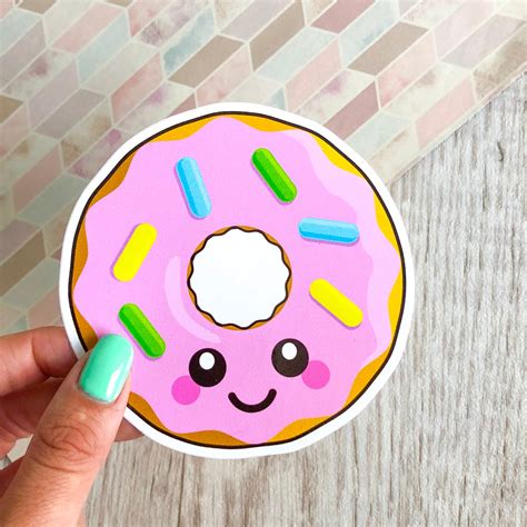 Pink Donut Sticker Food Vinyl Sticker Cute Doughnut Decal Etsy