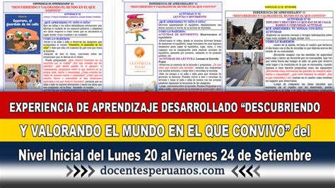 Experiencia De Aprendizaje Desarrollado “descubriendo Y Valorando El