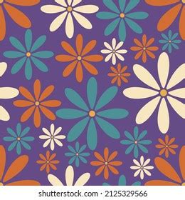 Floral Seamless Pattern Daisies Retro Style Stock Vector Royalty Free