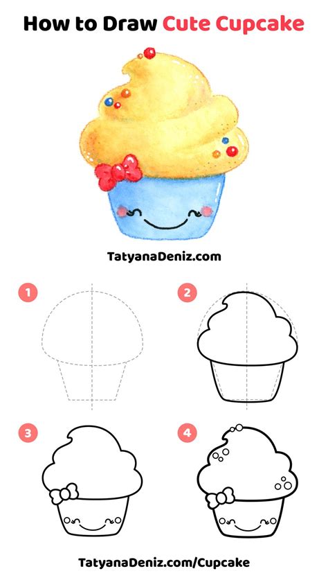 How To Draw A Super Cute Cupcake Step By Step Tutorial Cute Easy