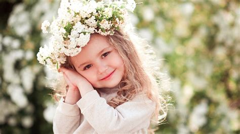 Desktop Wallpaper Cute Kid Child Flower Crown Hd Image