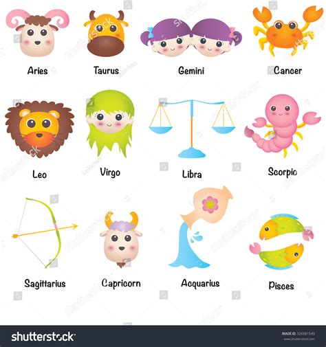 Set Astrological Zodiac Symbols Horoscope Signs Stock Vector Royalty