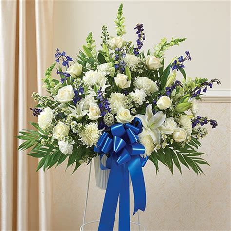 Maybe you would like to learn more about one of these? Blue and White Standing Funeral Basket - Flowers From The ...