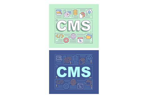 Cms Word Concepts Banner Set Graphic By Bsd Studio · Creative Fabrica