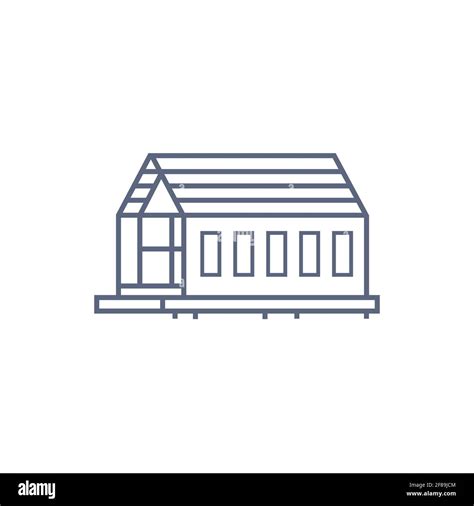 Barn House Line Icon Village House Or Wooden Cabin In Linear Style On