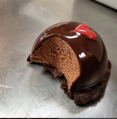 [homemade] Chocolate Mousse Dome With Double Chocolate Cookie Bottom [1080px By 1080px] [oc