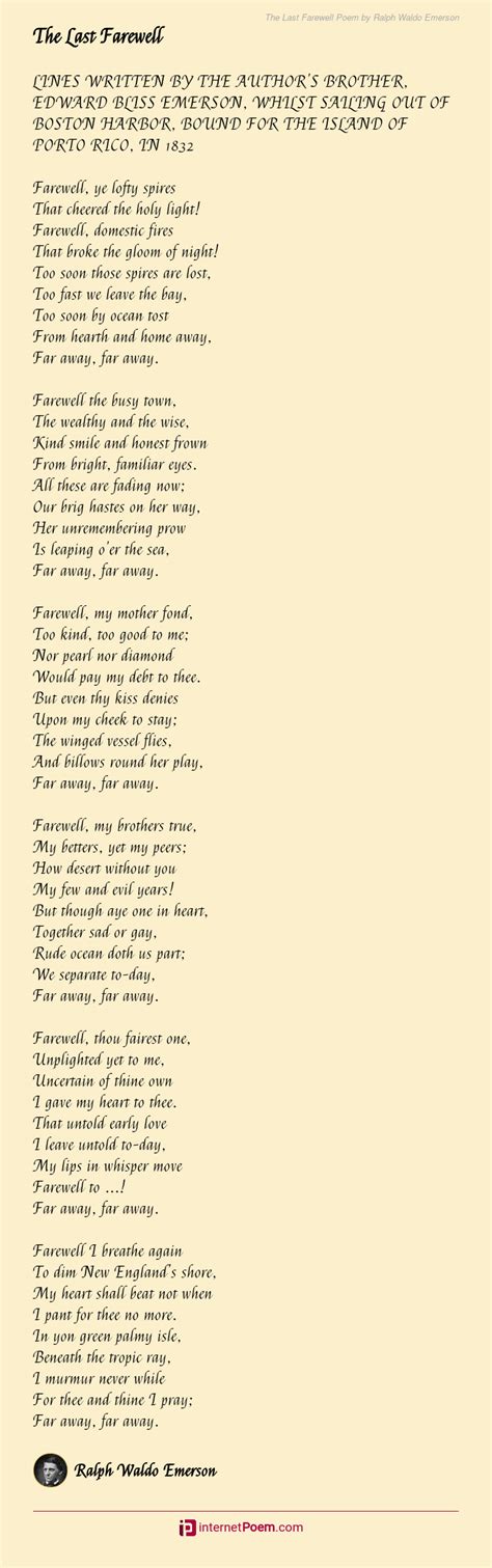 The Last Farewell Poem By Ralph Waldo Emerson