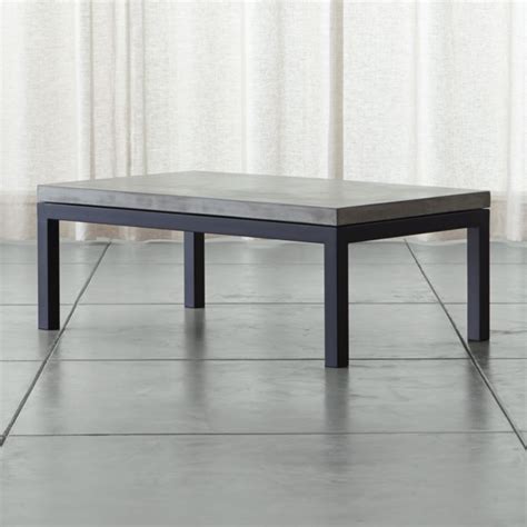 Parsons Small Rectangular Dark Steel Coffee Table With Concrete Top