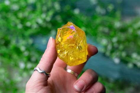 Raw Yellow Aura Quartz Rough Aura Quartz Crystal Etsy