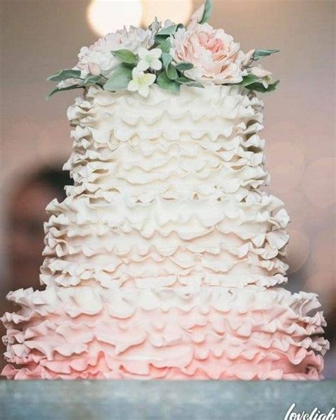 Ombré Ruffles Wedding Cake With Gumpaste Peonies Ruffle Wedding Cake