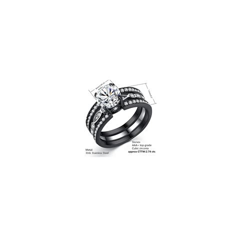 Mabella Couple Rings Black Mens Titanium Matching Band Women Cz Stainless Steel Engagement