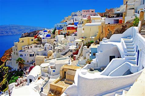 Santorini Arsitektur Bangunan Yunani Kuno Yunani Wallpaper Hd