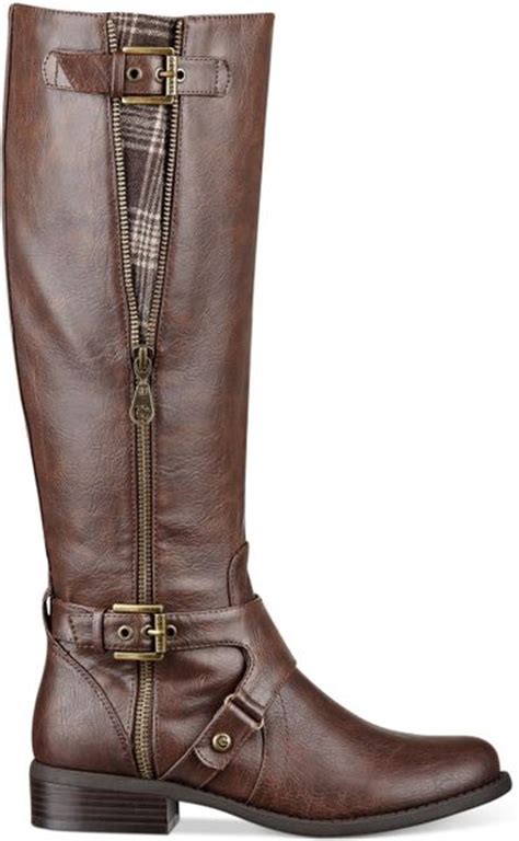 G By Guess Womens Hertle Tall Shaft Wide Calf Riding Boots In Brown Lyst