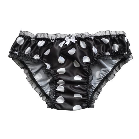 black white satin polkadot frilly sissy panties bikini knicker briefs size 10 20 ebay