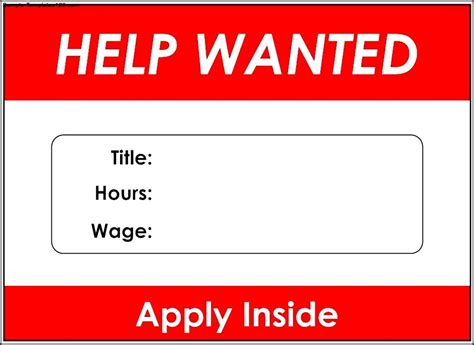 Help Wanted Sign Template Sample Templates