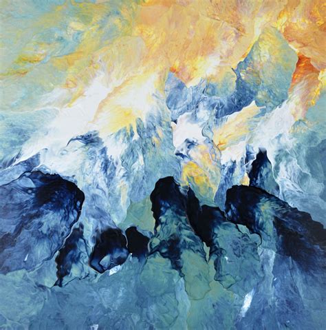 Blue Mountain Landscape Painting Original Abstract Art