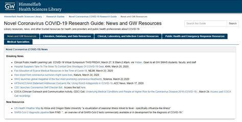 Novel Coronavirus Covid 19 Research Guide Expanded Himmelfarb Library