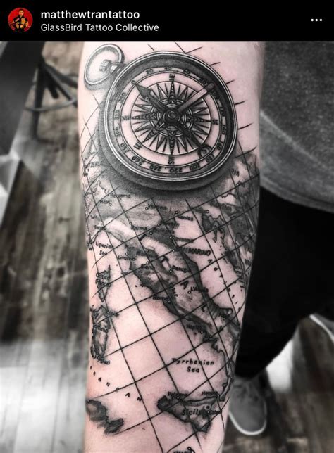 Compass Map Tattoo Sleeve Italy Europe In 2023 Compass And Map Tattoo