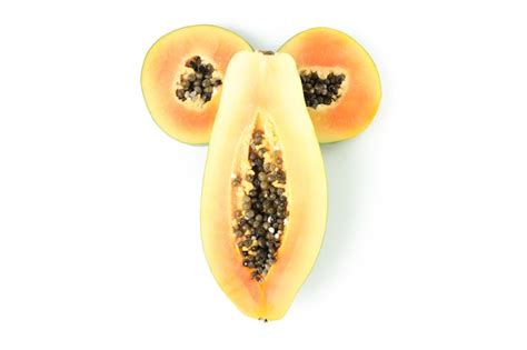 Premium Photo Sex Concept With Papaya Isolated On White Background