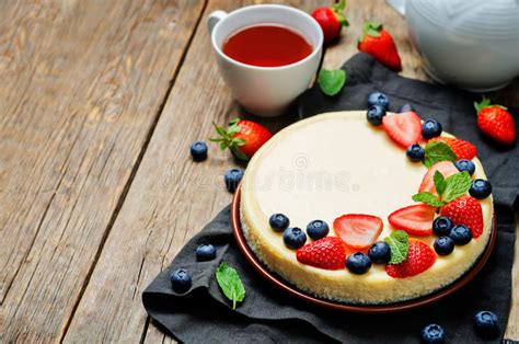 A white chocolate enhances the classic strawberries and cream flavour. Ricotta cheesecake stock image. Image of tart, gourmet ...