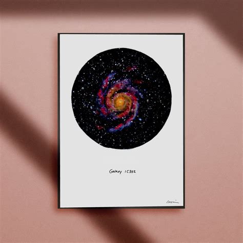 Hand Painted Digital Galaxy Print Astronomy Poster Download Spiral