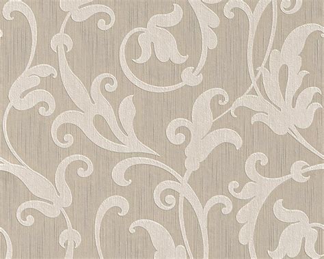 Floral Scrollwork Wallpaper In Beige Design By Bd Wall