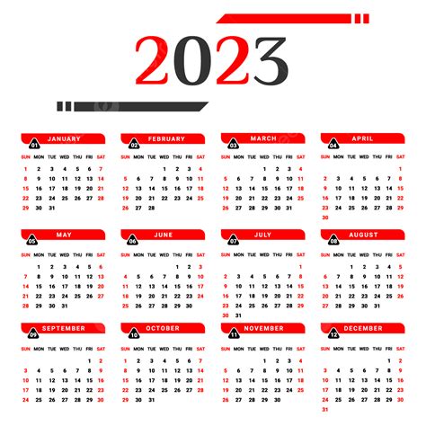 تقويم عام 2023 بتصميم هندسي باللونين الأحمر والأسود تقويم 2023