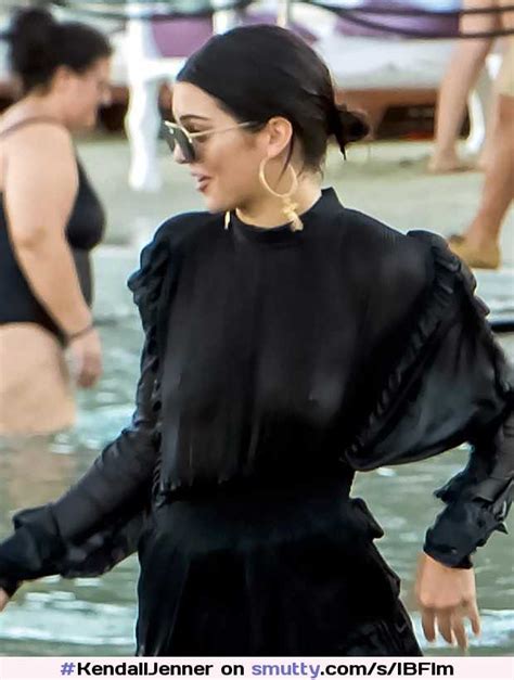 Kendall Jenner Braless See Through At Beach Party In Mykonos