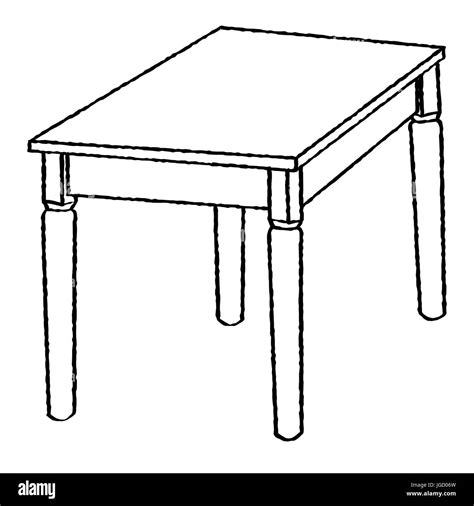 Hand Drawn Sketch Of Table Isolated Black And White Cartoon Vector