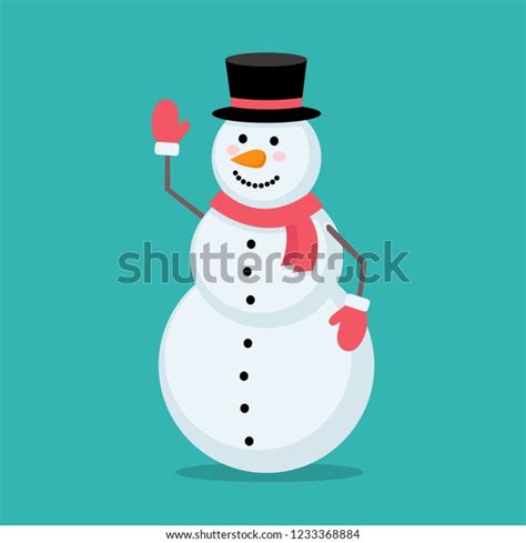 Happy Cute Snowman Black Hat Red Stock Vector Royalty Free 1233368884