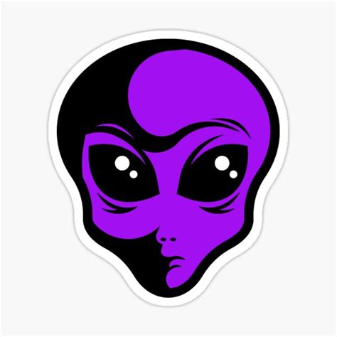 Purple Alien Head Sticker For Sale By Buzzyspacebee Redbubble