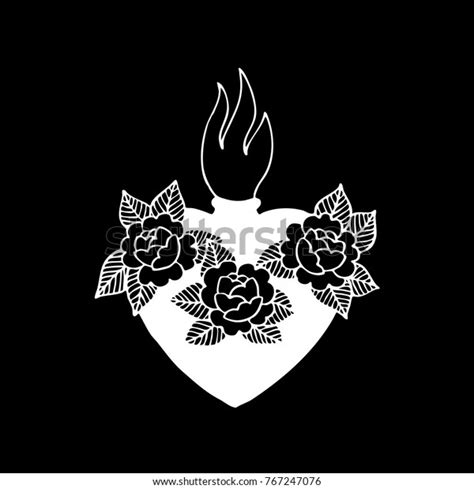 Sacred Heart Traditional Tattoo Flash Stock Vector Royalty Free