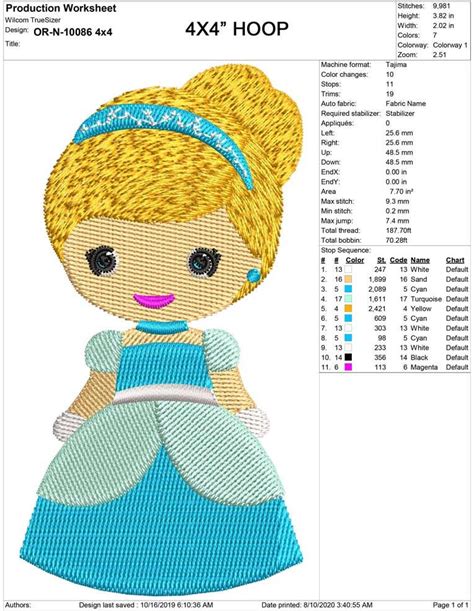 Baby Princess Cinderella Embroidery Design 4x4 And 5x7 Hoop Etsy