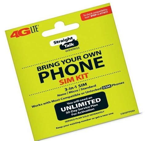 New Straight Talk Bring Your Own Phone 3 Size In 1 Sim Card Kit Atandt