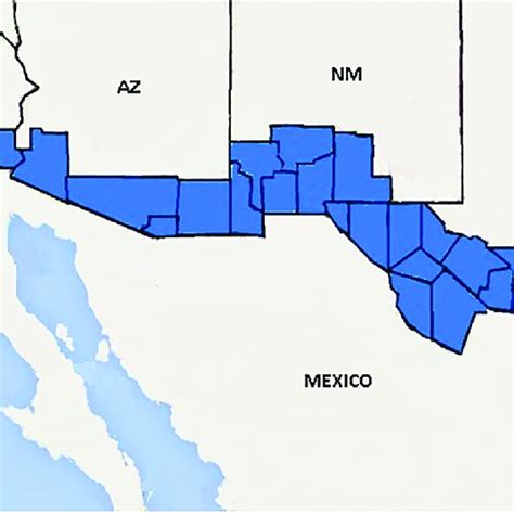 Us Mexico Border Region Highlighting The 44 Us Border Counties In
