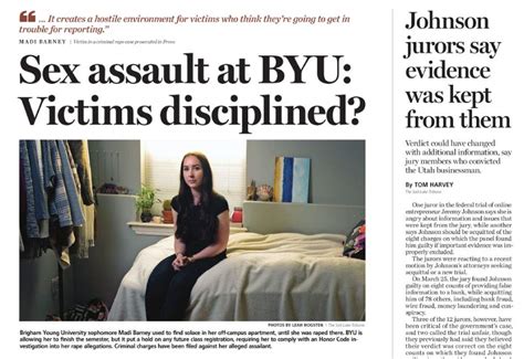 Salt Lake Tribune Wins Reporting Award For Byu Utah State Sex Assault Coverage The Salt Lake
