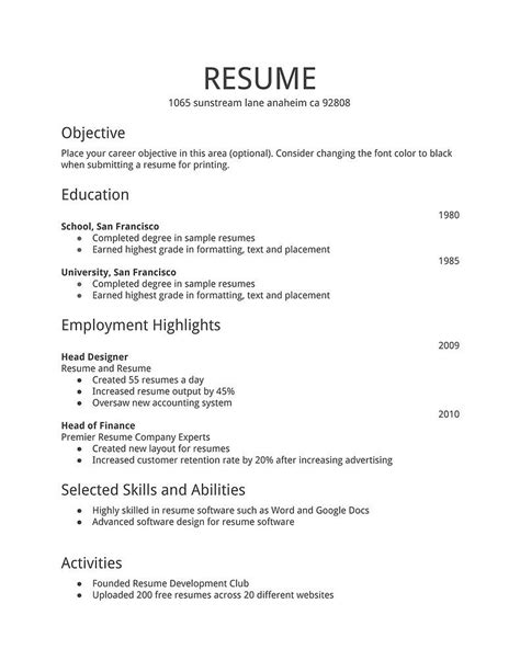 Give your resume attention by slightly. Simple Resume Template Download Free Resume Templates D Theme The Most Simple Format Of Resume ...
