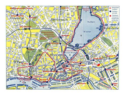 Detailed Map Of Central Part Of Hamburg City Hamburg Germany