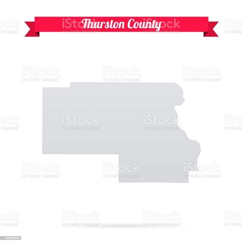 Thurston County Nebraska Map On White Background With Red Banner Stock