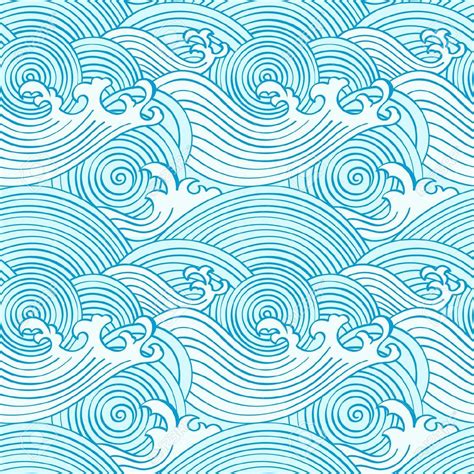 Japanese Seamless Waves Pattern In Ocean Colors Royalty Free Cliparts