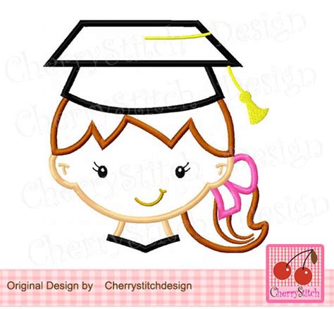 Graduation Girl Graduation Embroidery Applique Sch003 4x4 5x5 Etsy