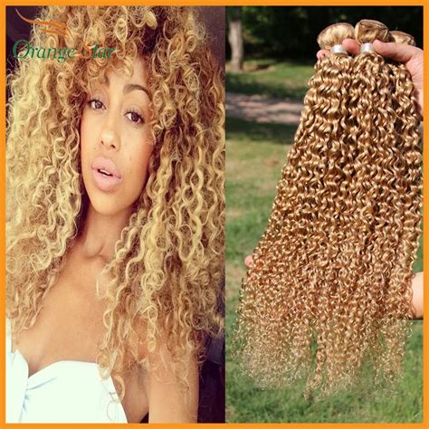 Peruvian Virgin Hair Blonde Curly Hair Extensions Pcs Kinky Curly Blonde Human Hair Honey