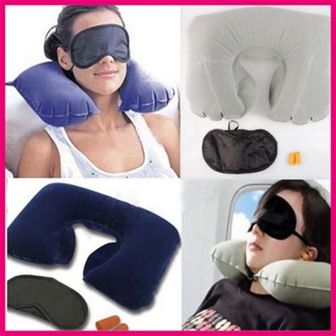 3pcs Inflatable Travel Pillow Air Cushion Neck Rest U Shaped Compact Plane Flight In Travel