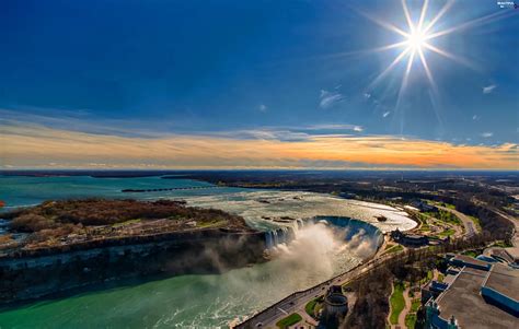 Rays Sun Aerial View Bird Niagara Falls Beautiful Views