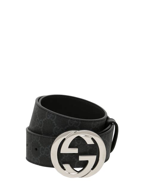 Gucci 40mm Gg Supreme Canvas And Leather Belt In Black Modesens