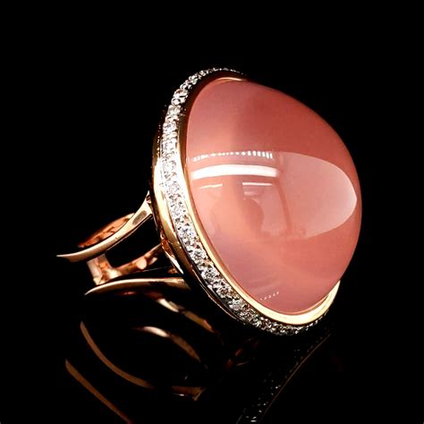 Rose Quartz Cabochon Ring Hubert Jewelry Fine Diamonds And Gemstones