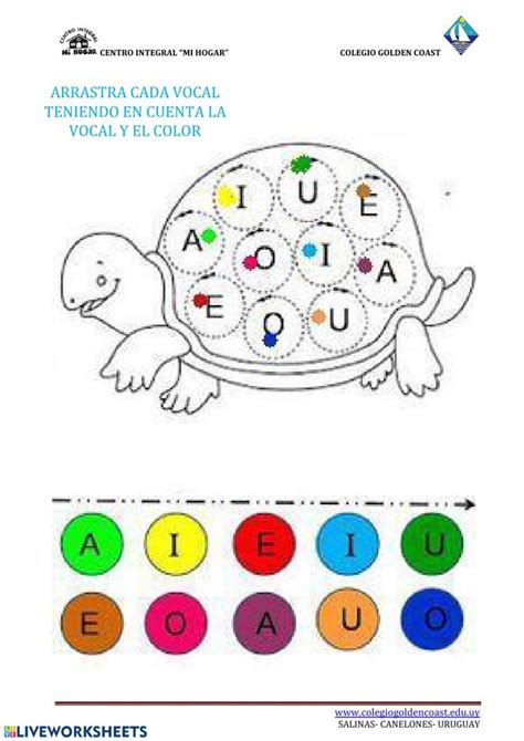 Tablero grupal de maestros de nivel preescolar en pinterest: arrastra la vocal teniendo en cuenta el color - Ficha ...
