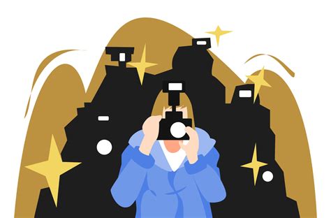 Illustration Of Paparazzi Taking Pictures With Camera Flash Many