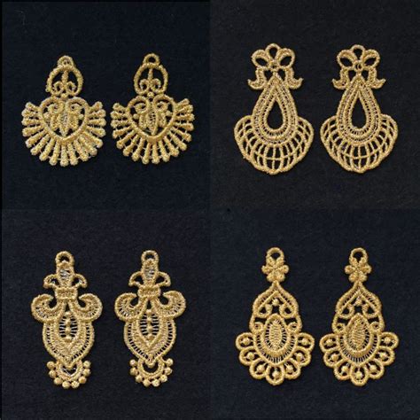 Fsl Golden Earrings Set Designs X Products Swak Embroidery